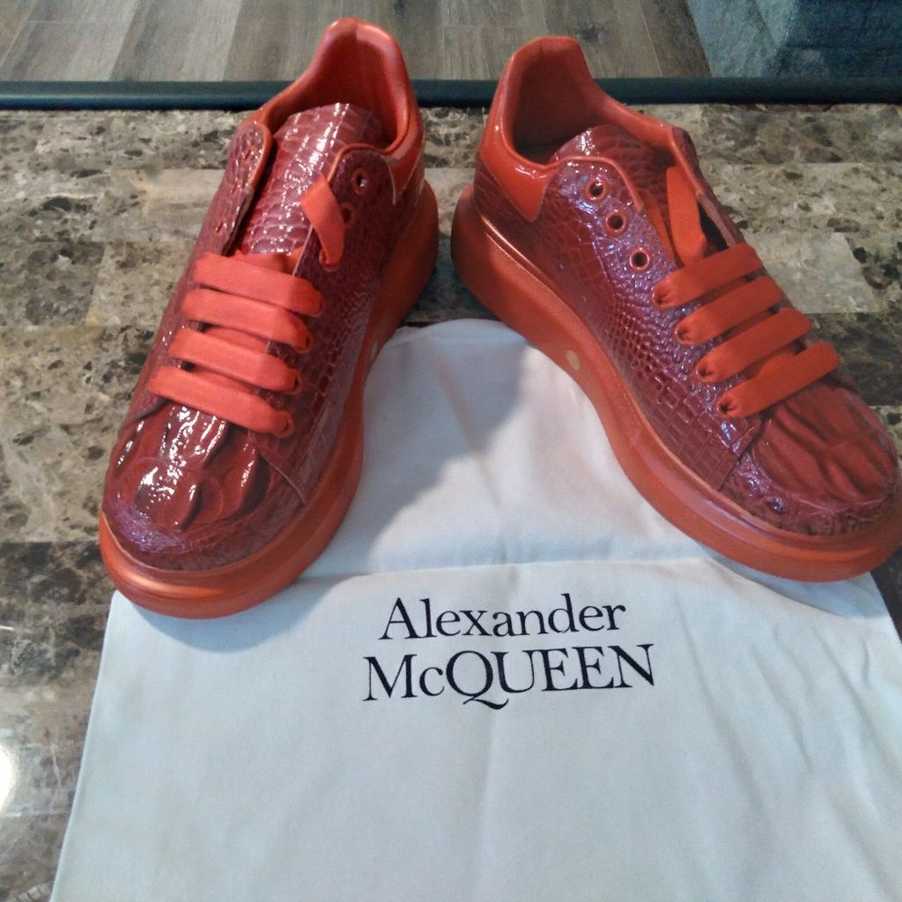 Custom Crocodile Alexander McQueen Men's Oversized  Leather Low Sneakers